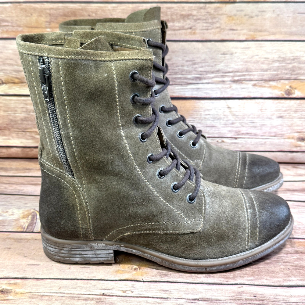 Roan Bed Stu Affair Distressed Hand Finished Suede Cap Toe Combat Boots 8.5 - Picture 2 of 9